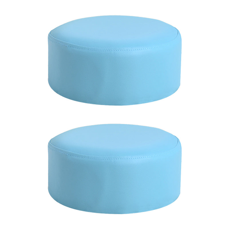 Pink Water Resistant Standard Round Solid Color PVC Modern Pouf