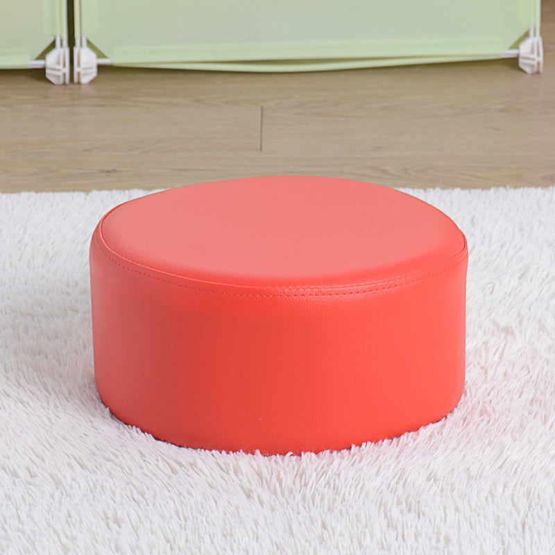 Pink Water Resistant Standard Round Solid Color PVC Modern Pouf