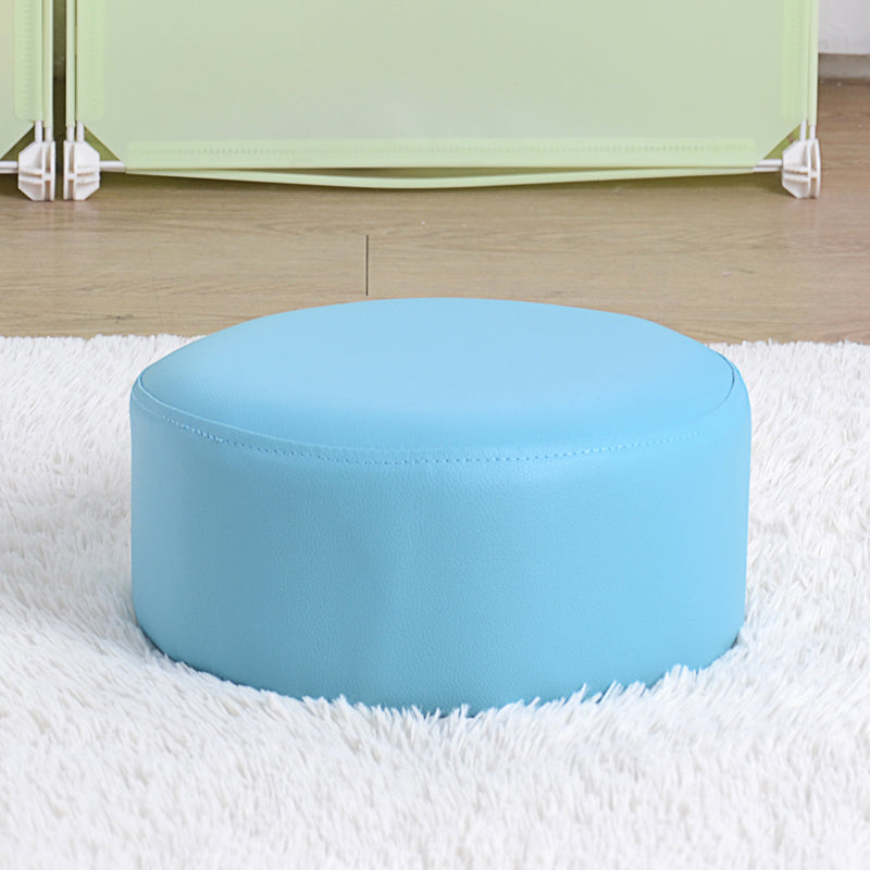 Pink Water Resistant Standard Round Solid Color PVC Modern Pouf