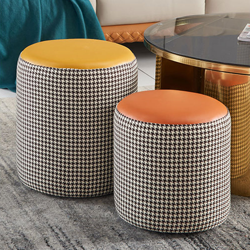 Modern Contrast Color Boucle Pouf Cylinder Shape Cotton Scratch Fool Stool Ottoman