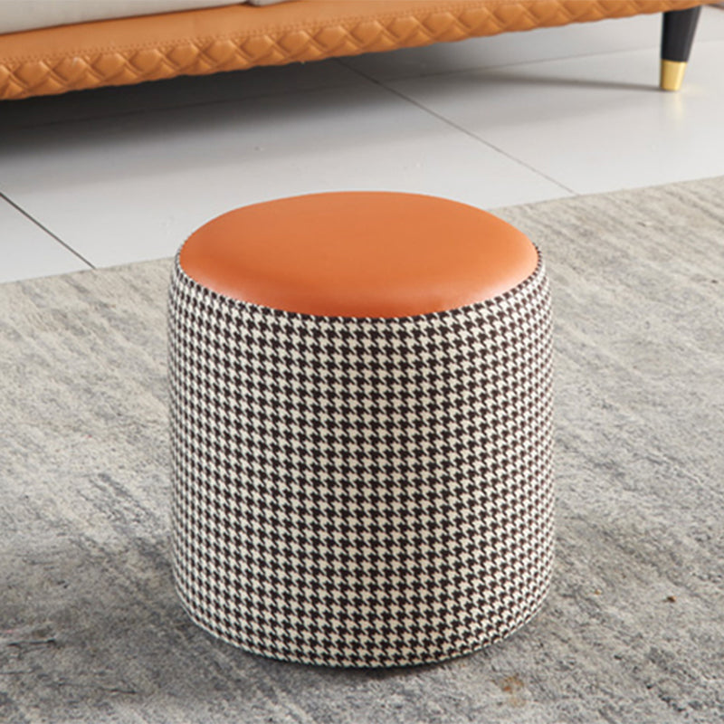 Modern Contrast Color Boucle Pouf Cylinder Shape Cotton Scratch Fool Stool Ottoman