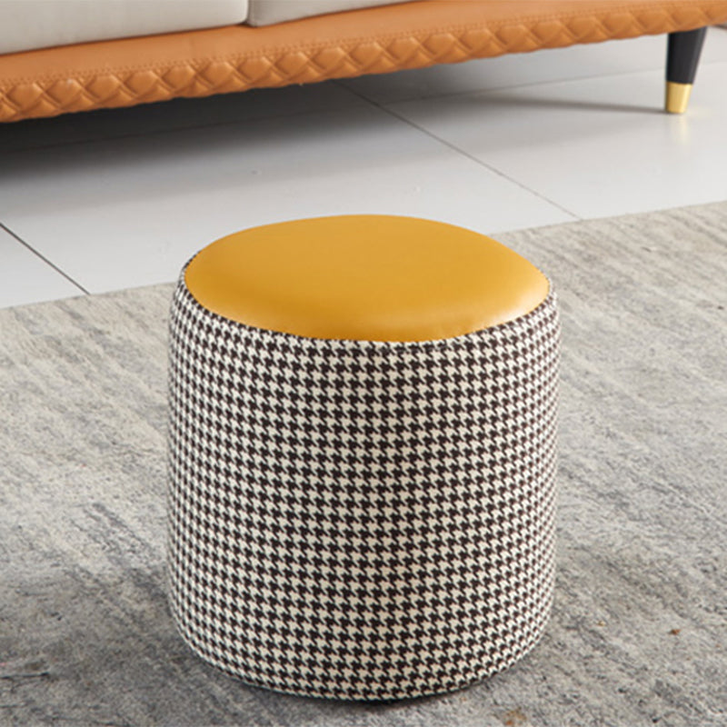 Modern Contrast Color Boucle Pouf Cylinder Shape Cotton Scratch Fool Stool Ottoman