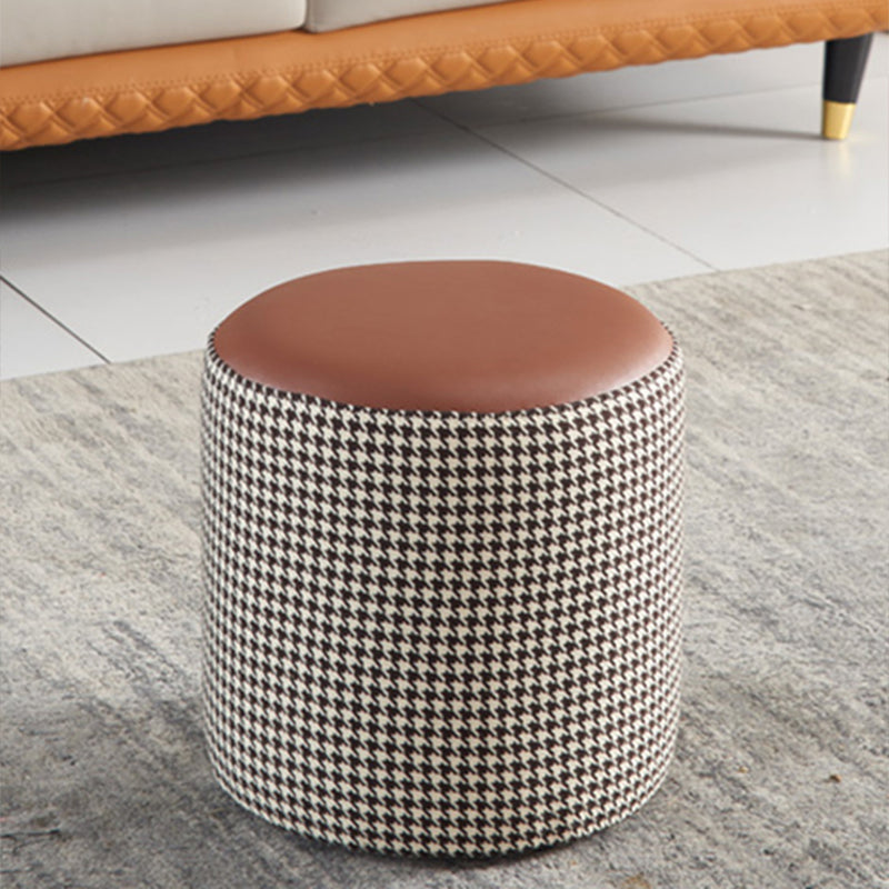Modern Contrast Color Boucle Pouf Cylinder Shape Cotton Scratch Fool Stool Ottoman