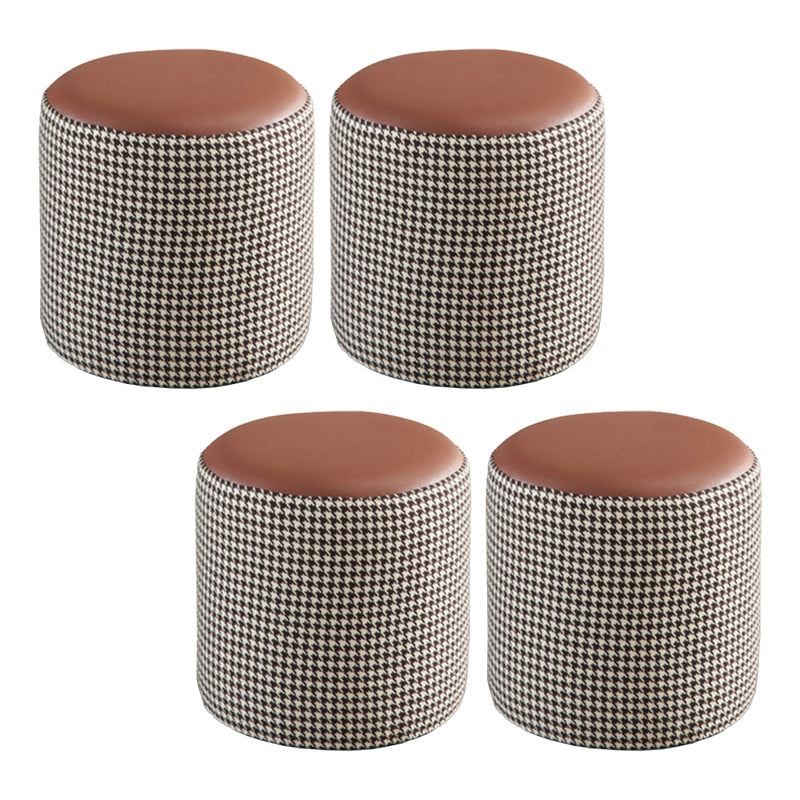 Modern Contrast Color Boucle Pouf Cylinder Shape Cotton Scratch Fool Stool Ottoman