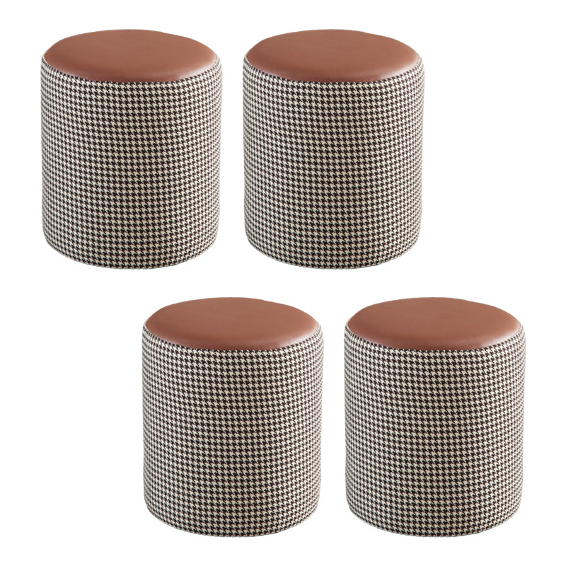 Modern Contrast Color Boucle Pouf Cylinder Shape Cotton Scratch Fool Stool Ottoman