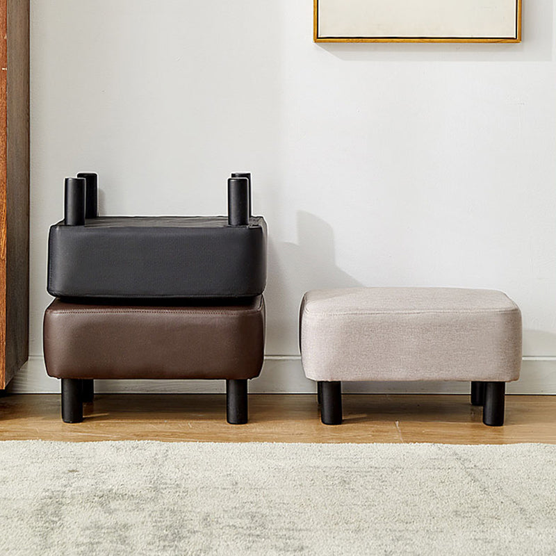 Contemporary Ottoman Solid Color Water Resistant Leather Rectangle Footstool Ottoman
