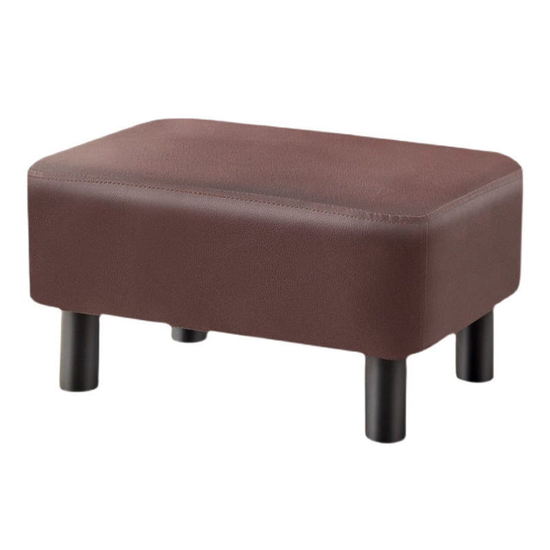 Contemporary Ottoman Solid Color Water Resistant Leather Rectangle Footstool Ottoman