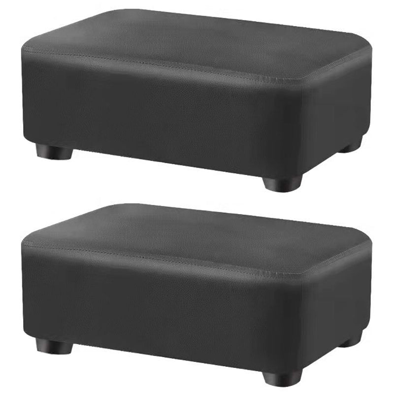Contemporary Ottoman Solid Color Water Resistant Leather Rectangle Footstool Ottoman