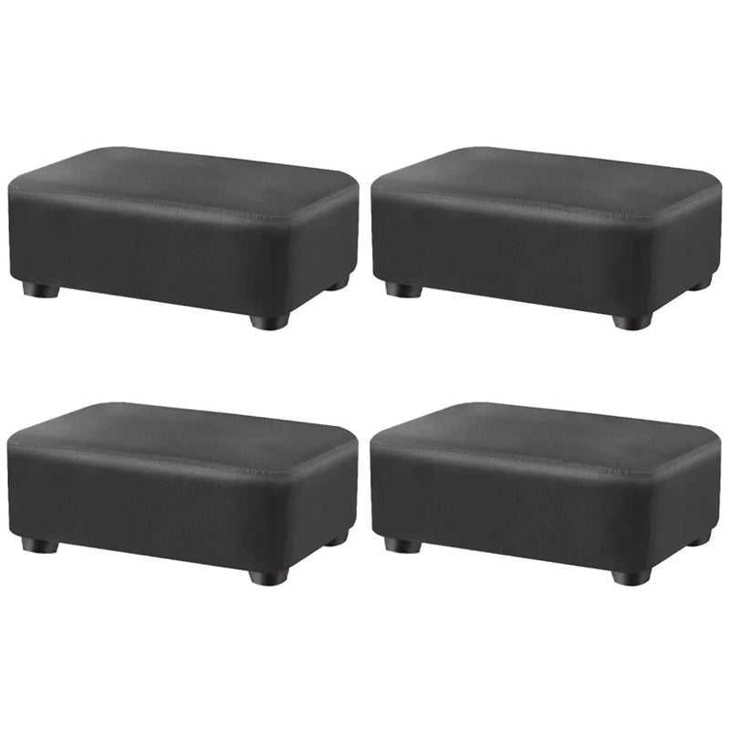 Contemporary Ottoman Solid Color Water Resistant Leather Rectangle Footstool Ottoman