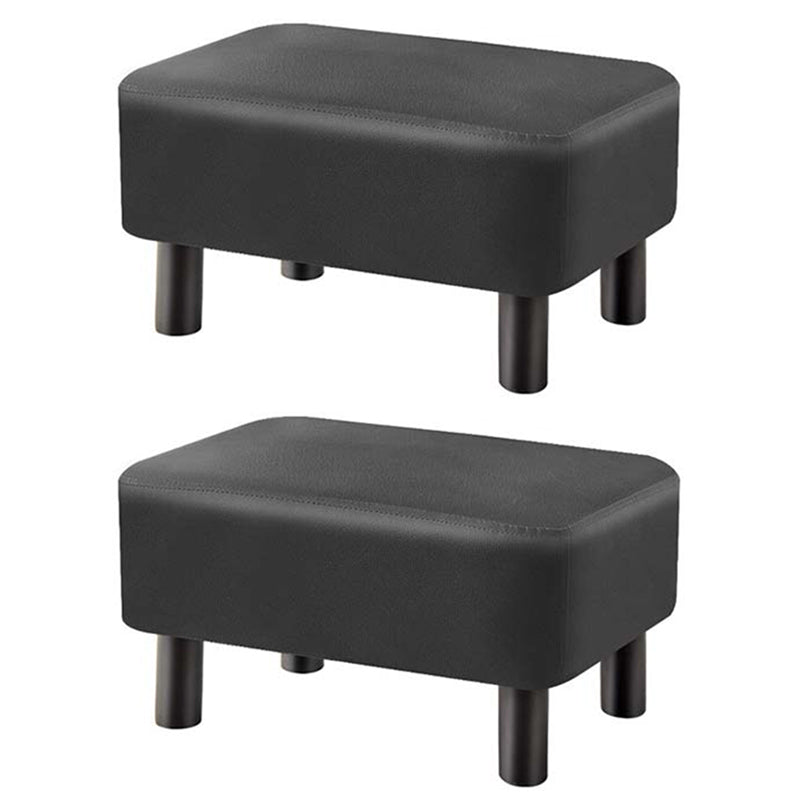 Contemporary Ottoman Solid Color Water Resistant Leather Rectangle Footstool Ottoman