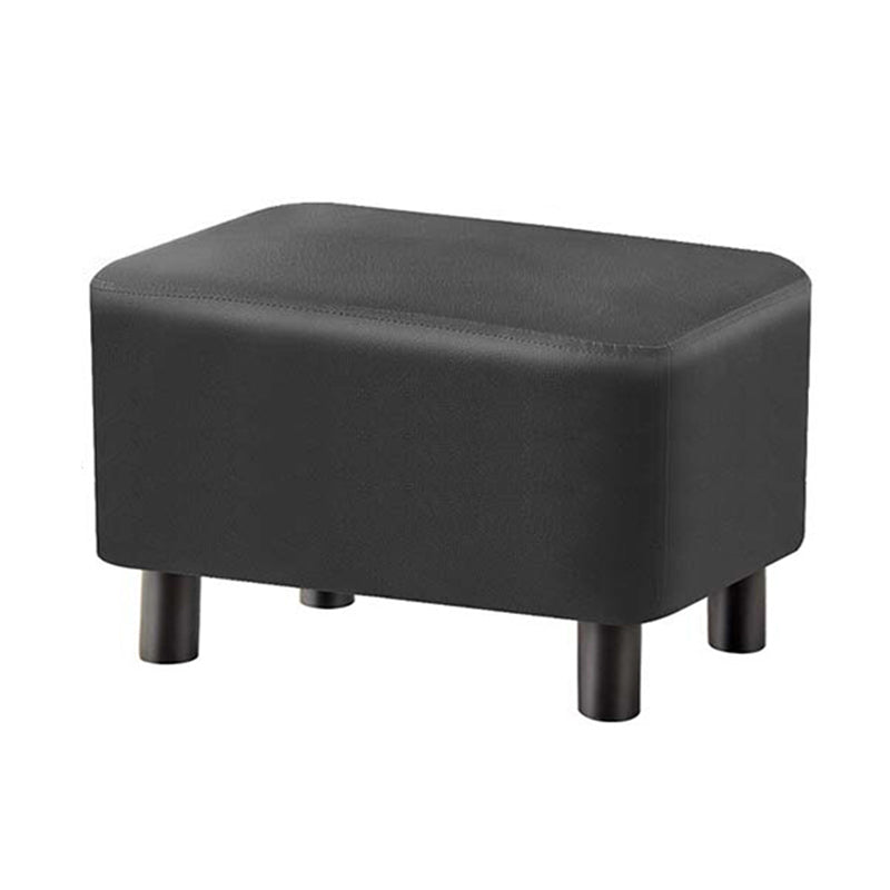 Contemporary Ottoman Solid Color Water Resistant Leather Rectangle Footstool Ottoman