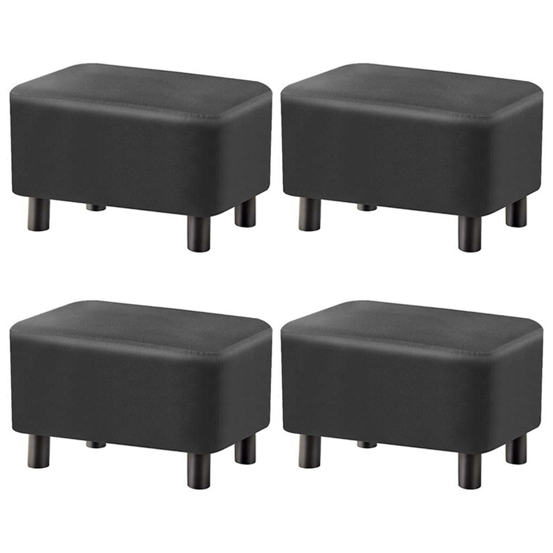 Contemporary Ottoman Solid Color Water Resistant Leather Rectangle Footstool Ottoman