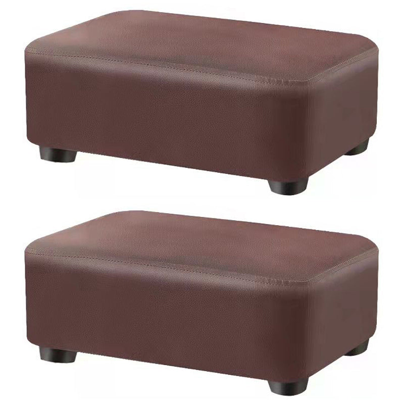 Contemporary Ottoman Solid Color Water Resistant Leather Rectangle Footstool Ottoman