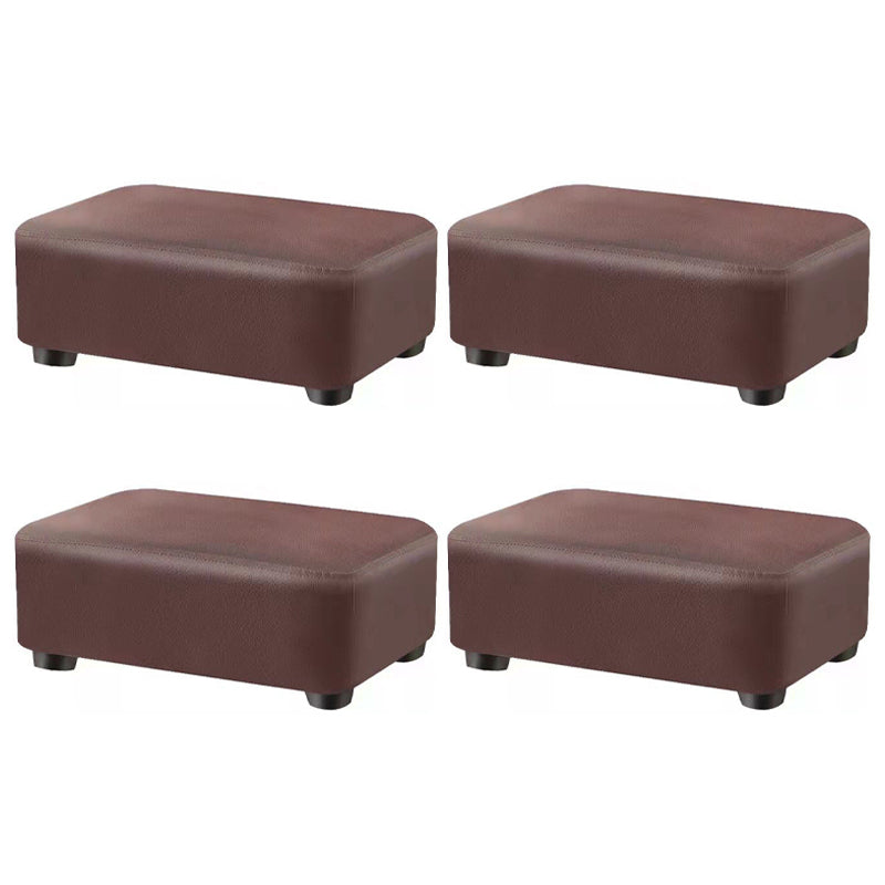 Contemporary Ottoman Solid Color Water Resistant Leather Rectangle Footstool Ottoman