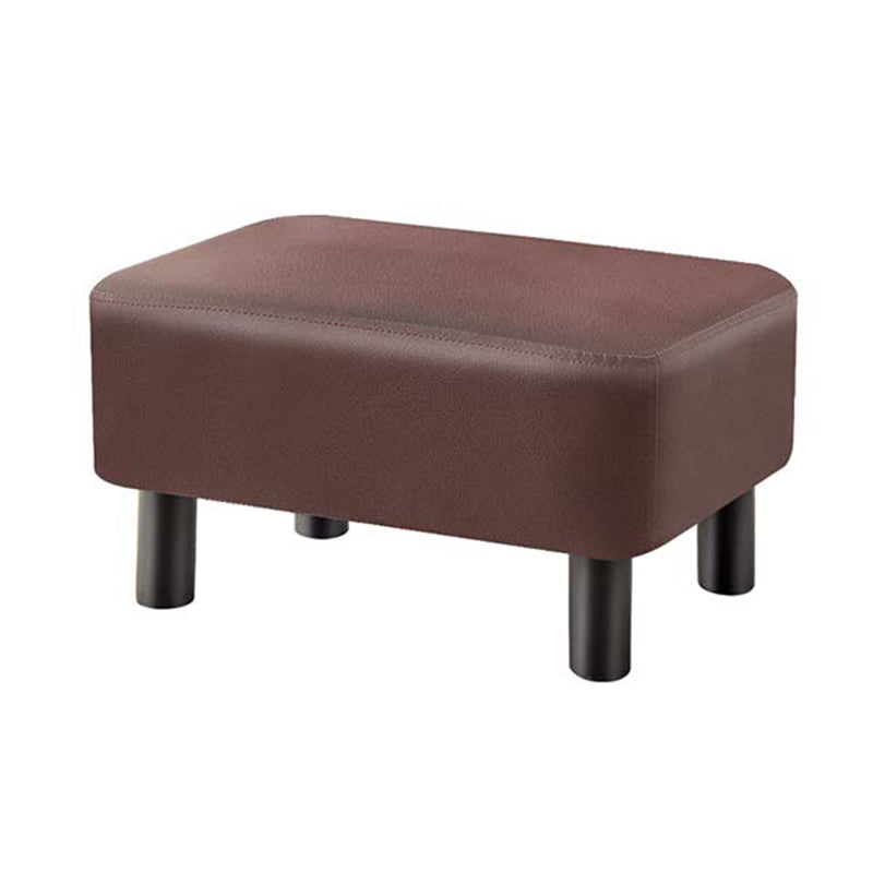 Contemporary Ottoman Solid Color Water Resistant Leather Rectangle Footstool Ottoman