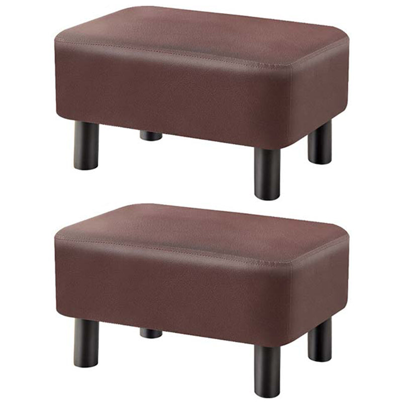 Contemporary Ottoman Solid Color Water Resistant Leather Rectangle Footstool Ottoman