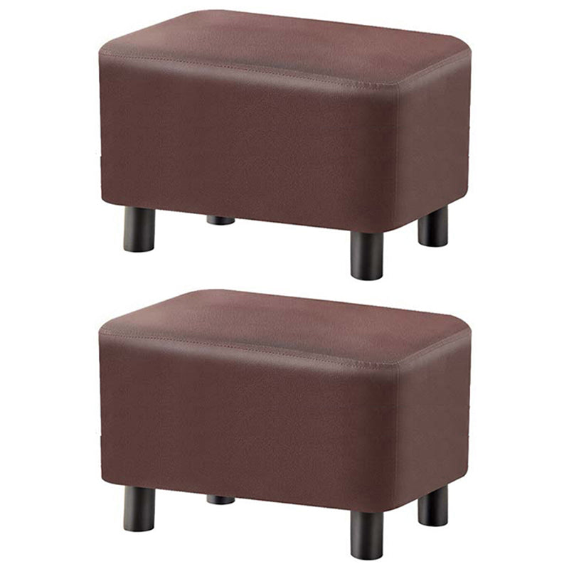 Contemporary Ottoman Solid Color Water Resistant Leather Rectangle Footstool Ottoman
