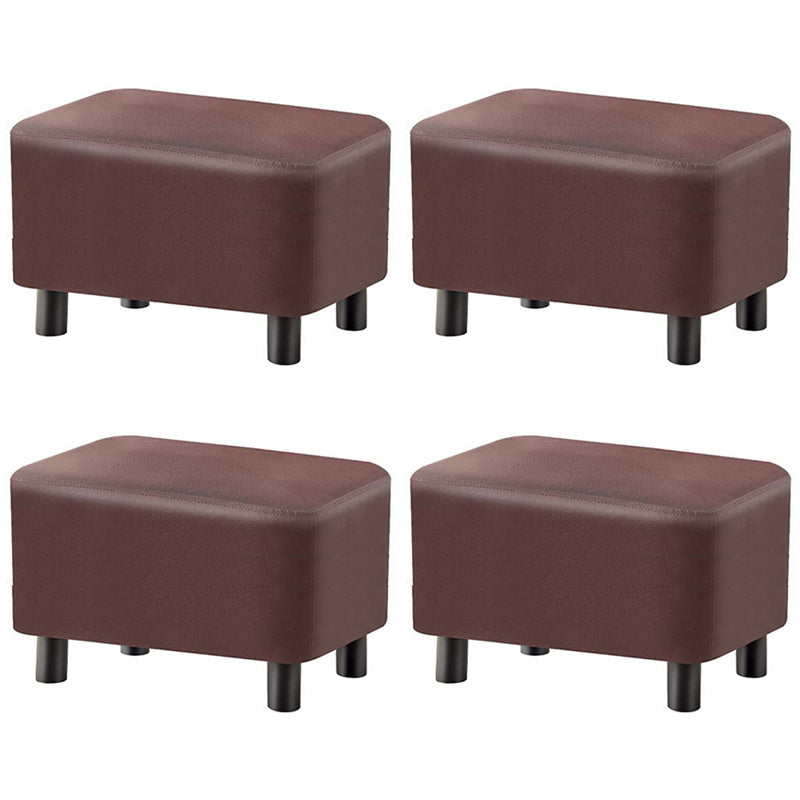 Contemporary Ottoman Solid Color Water Resistant Leather Rectangle Footstool Ottoman