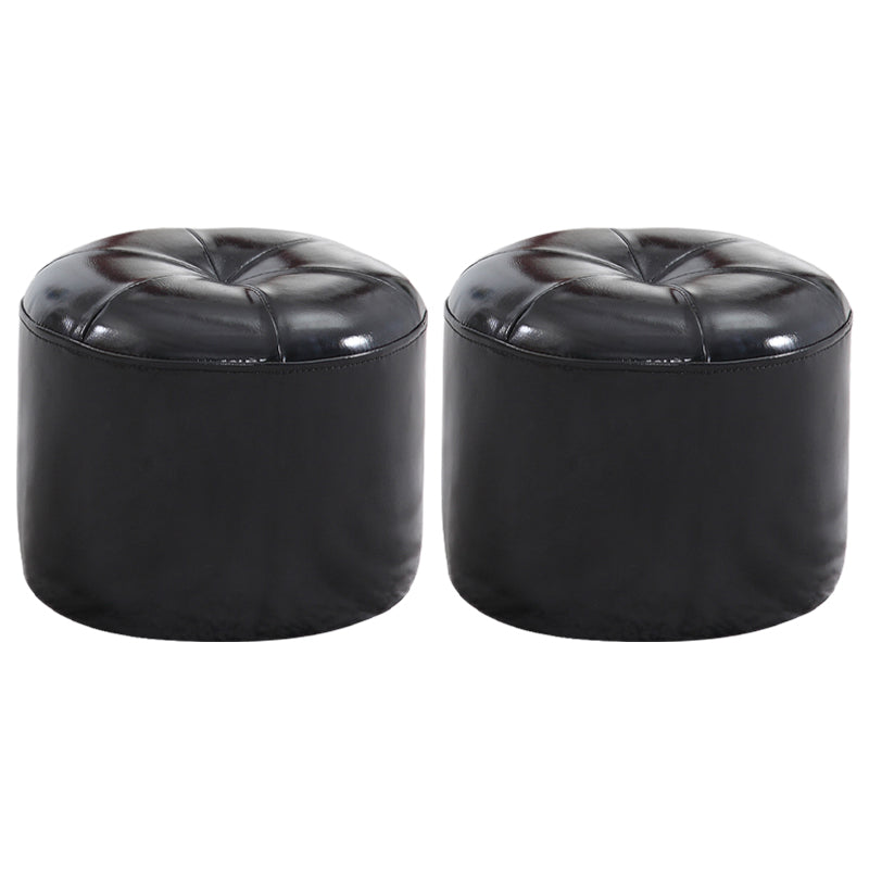 Ottoman Round Faux Leather Contrast Color Contemporary Indoor Standard Ottoman