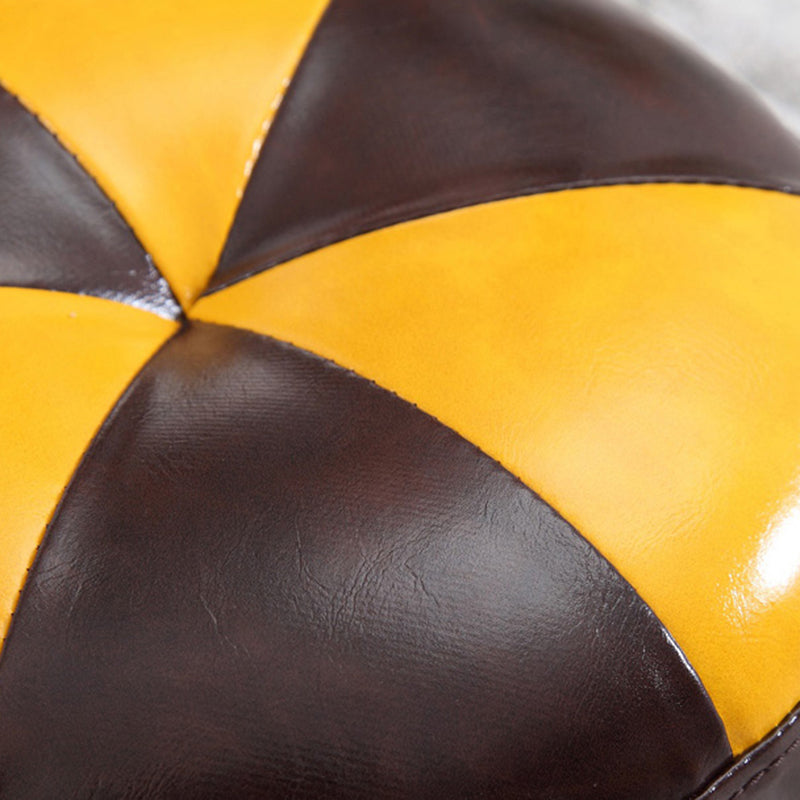 Ottoman Round Faux Leather Contrast Color Contemporary Indoor Standard Ottoman