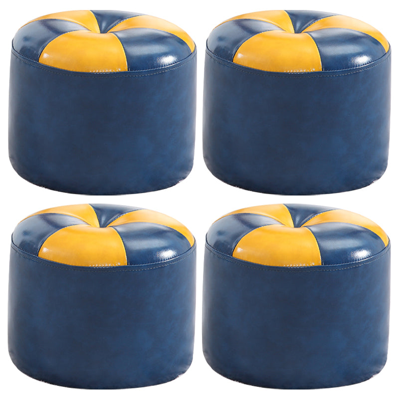 Ottoman Round Faux Leather Contrast Color Contemporary Indoor Standard Ottoman