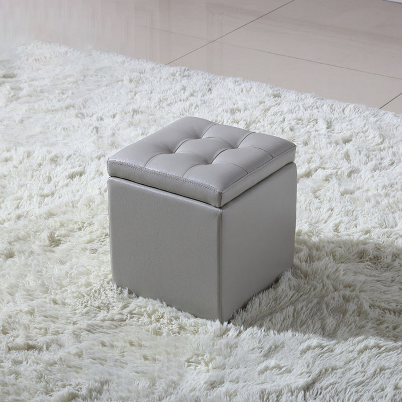 Modern Tufted Ottoman Plain Water Resistant Stain Resistant Leather Ottoman with Storage