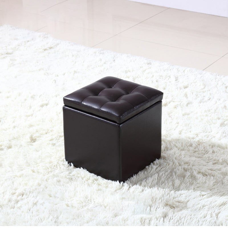 Modern Tufted Ottoman Plain Water Resistant Stain Resistant Leather Ottoman with Storage