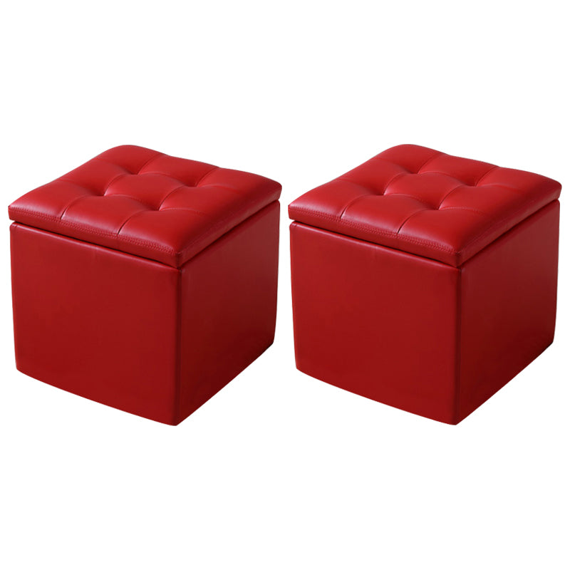 Modern Tufted Ottoman Plain Water Resistant Stain Resistant Leather Ottoman with Storage