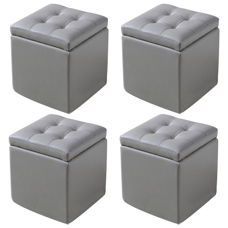 Modern Tufted Ottoman Plain Water Resistant Stain Resistant Leather Ottoman with Storage