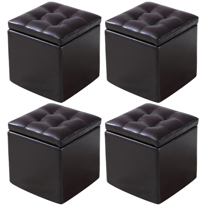Modern Tufted Ottoman Plain Water Resistant Stain Resistant Leather Ottoman with Storage