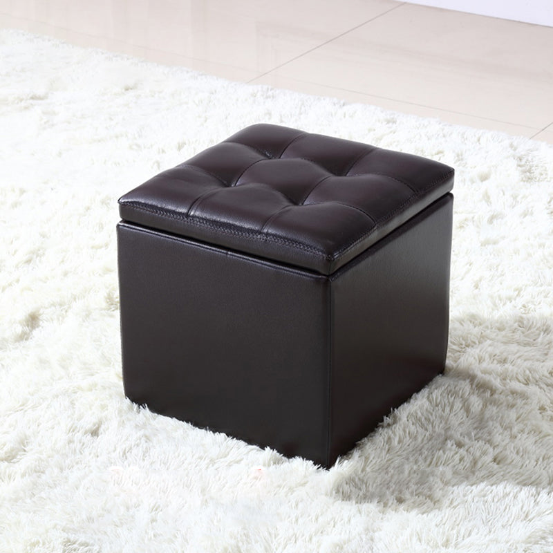 Modern Tufted Ottoman Plain Water Resistant Stain Resistant Leather Ottoman with Storage
