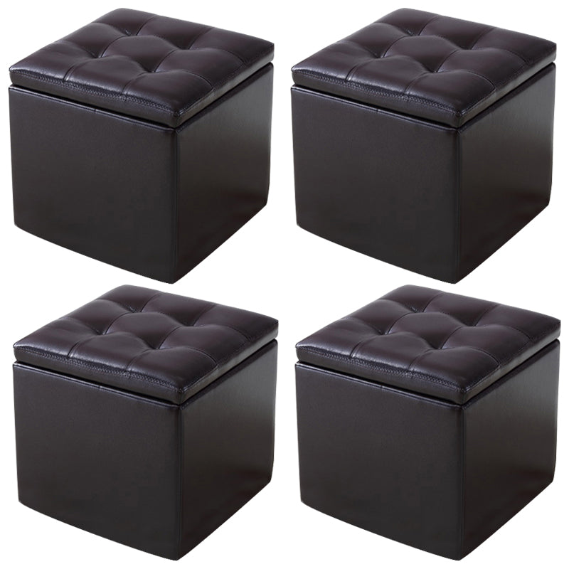 Modern Tufted Ottoman Plain Water Resistant Stain Resistant Leather Ottoman with Storage
