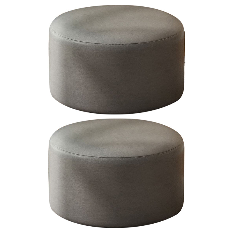 Modern Stain Resistant Standard Round Yellow Leather Ottoman for Living Room