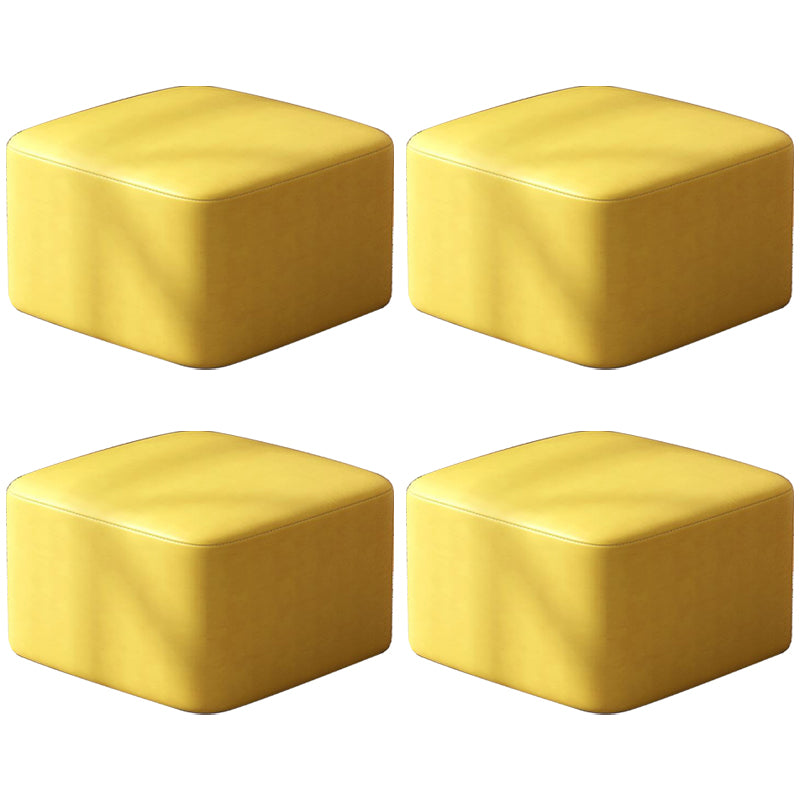 Modern Stain Resistant Standard Round Yellow Leather Ottoman for Living Room