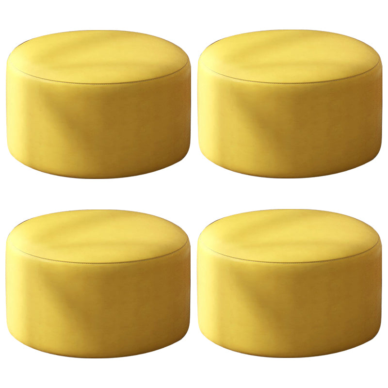 Modern Stain Resistant Standard Round Yellow Leather Ottoman for Living Room