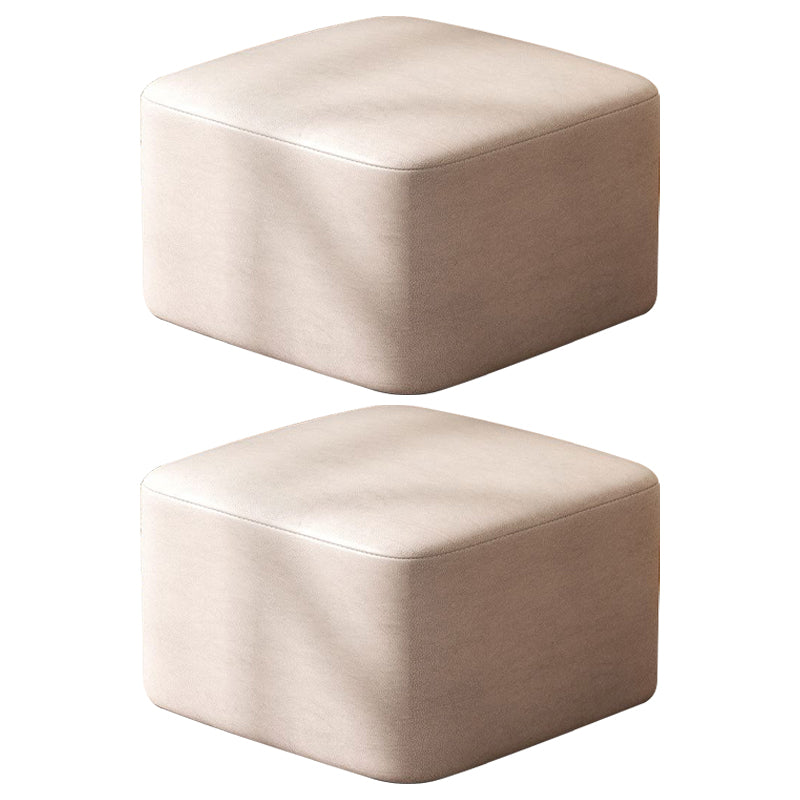 Modern Stain Resistant Standard Round Yellow Leather Ottoman for Living Room