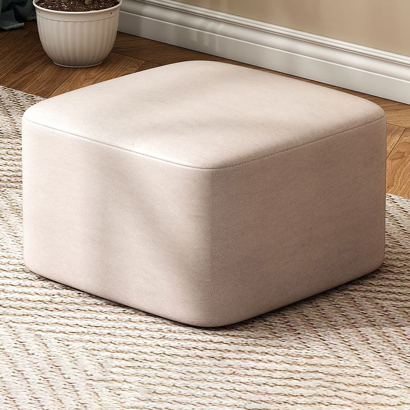 Modern Stain Resistant Standard Round Yellow Leather Ottoman for Living Room