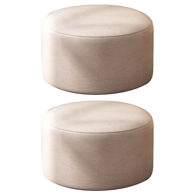 Modern Stain Resistant Standard Round Yellow Leather Ottoman for Living Room