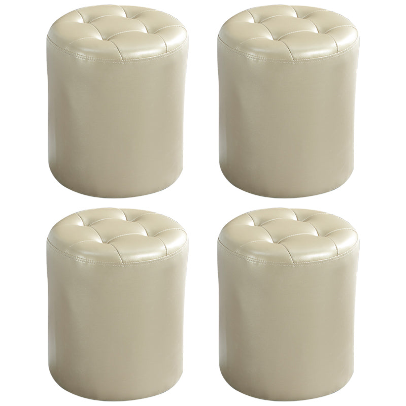 Modern Ottoman Water Resistant Tufted Leather Round Foot Stool Ottoman