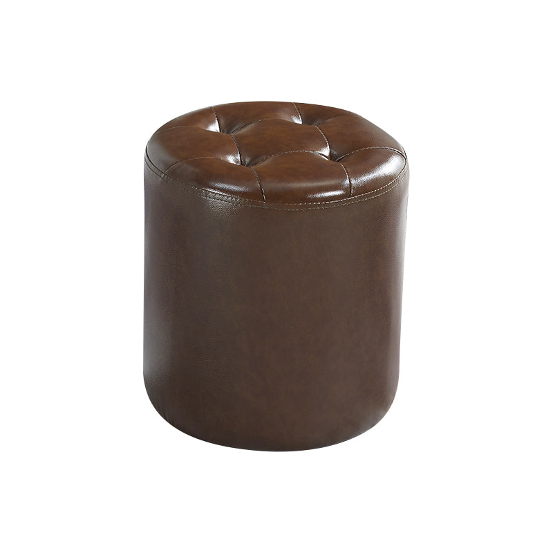 Modern Ottoman Water Resistant Tufted Leather Round Foot Stool Ottoman