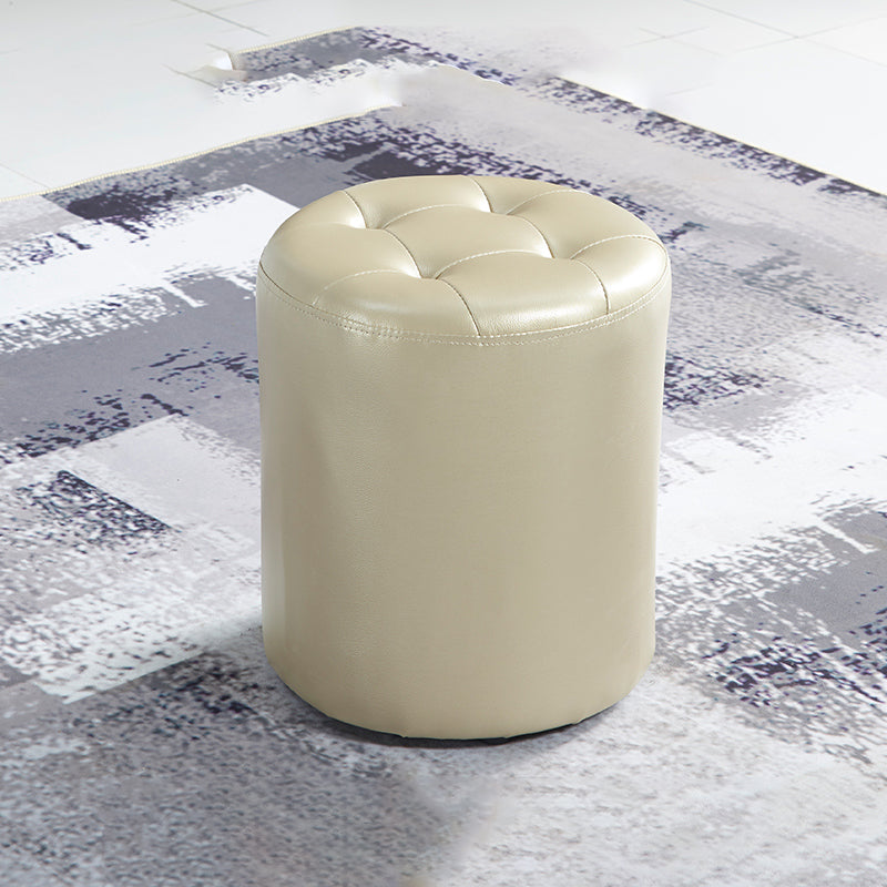 Modern Ottoman Water Resistant Tufted Leather Round Foot Stool Ottoman
