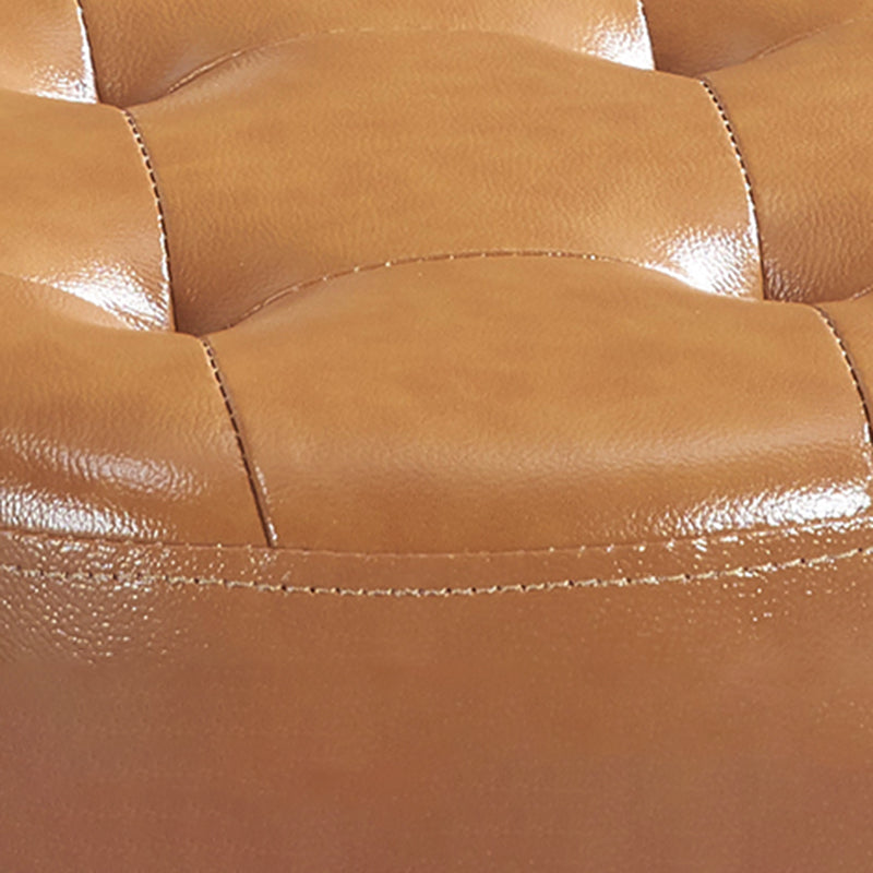 Modern Ottoman Water Resistant Tufted Leather Round Foot Stool Ottoman