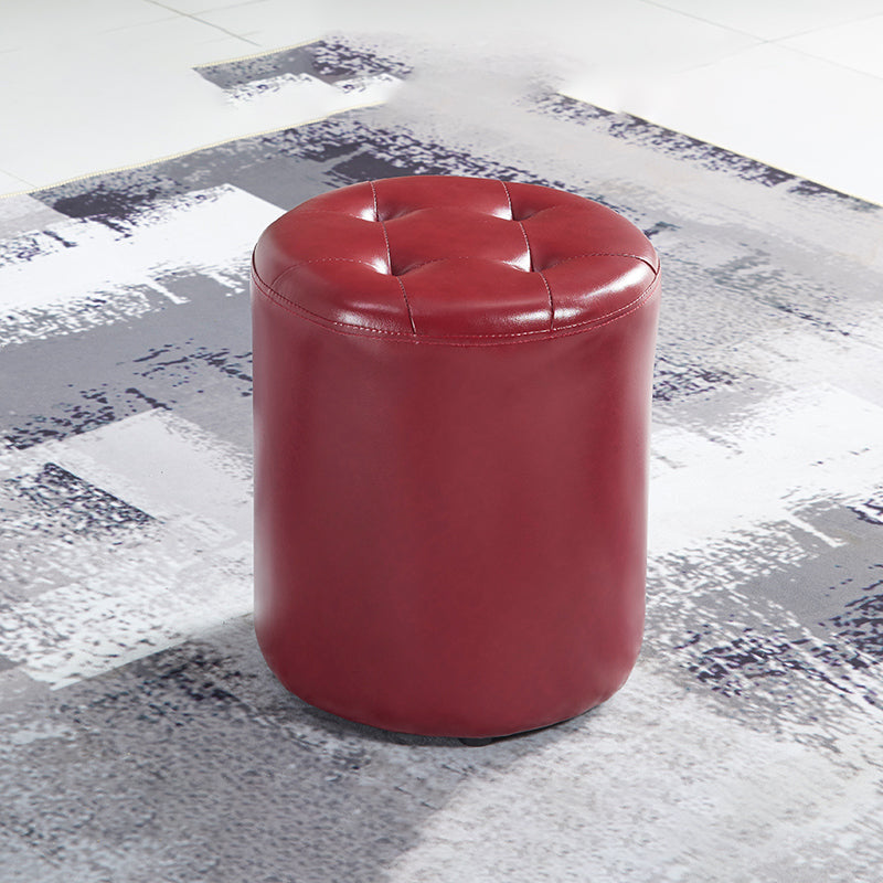 Modern Ottoman Water Resistant Tufted Leather Round Foot Stool Ottoman