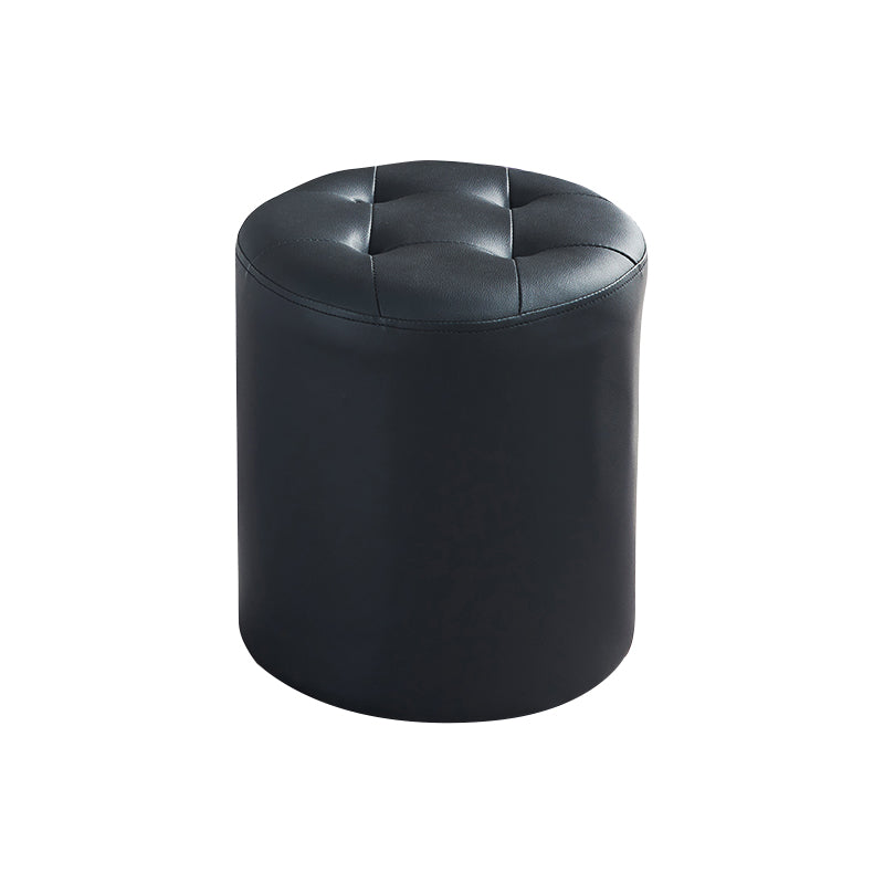 Modern Ottoman Water Resistant Tufted Leather Round Foot Stool Ottoman