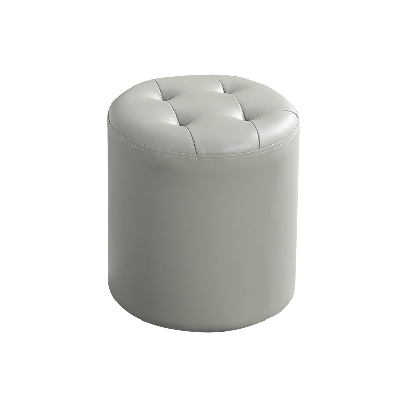 Modern Ottoman Water Resistant Tufted Leather Round Foot Stool Ottoman