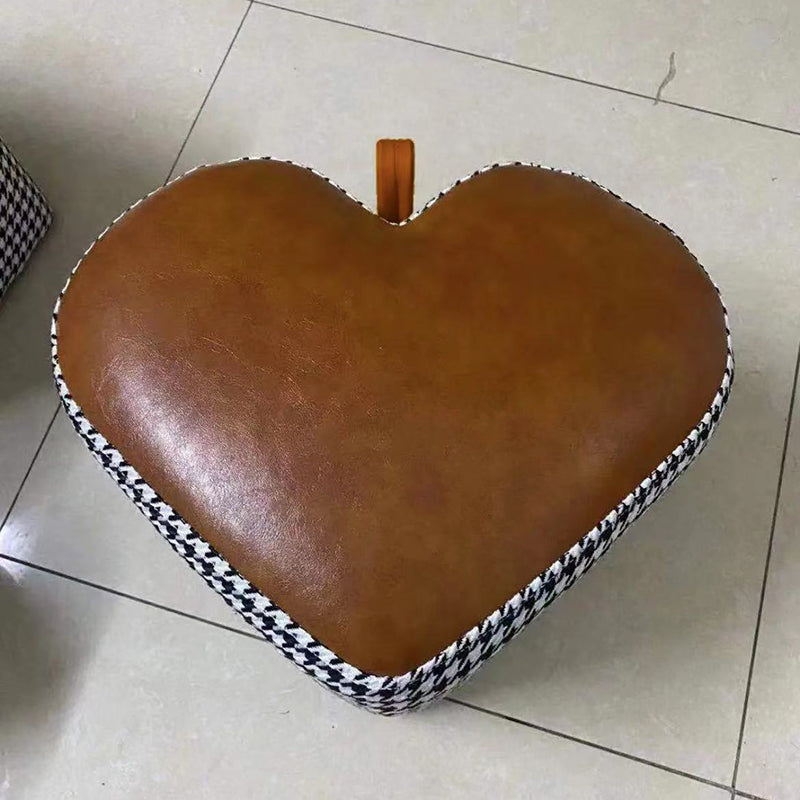 Ottoman Faux Leather Modern Specialty Water Resistant Houndstooth Pattern Ottoman