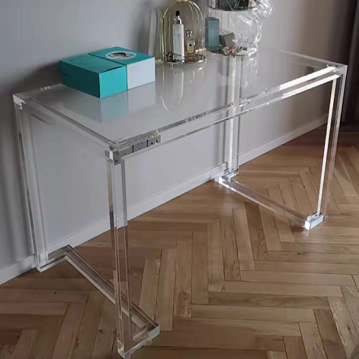 Modern Rectangular Bedroom Desk Glass Top Office Desk Home Writing Desk