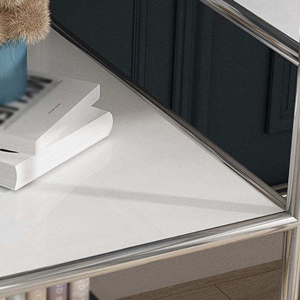 Glass Rectangular Writing Desk Contemporary Style Office Desk with Storage Shelves