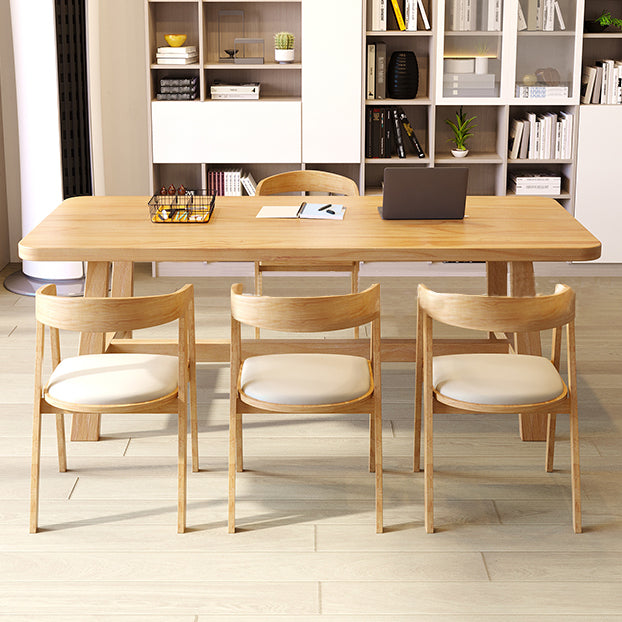 Modern Style Office Desk Solid Wood Trestle Writing Desk for Home