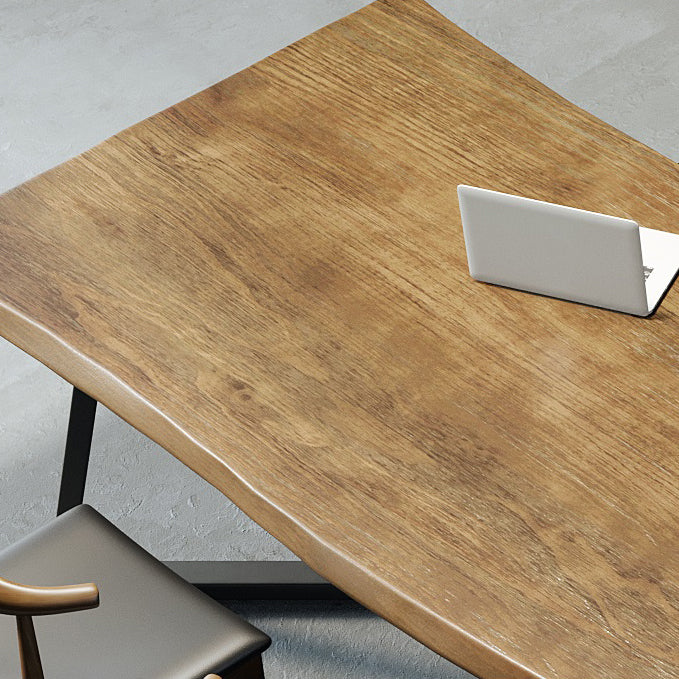 Contemporary Style Writing Desk Solid Wood Irregular Meeting Office Desk